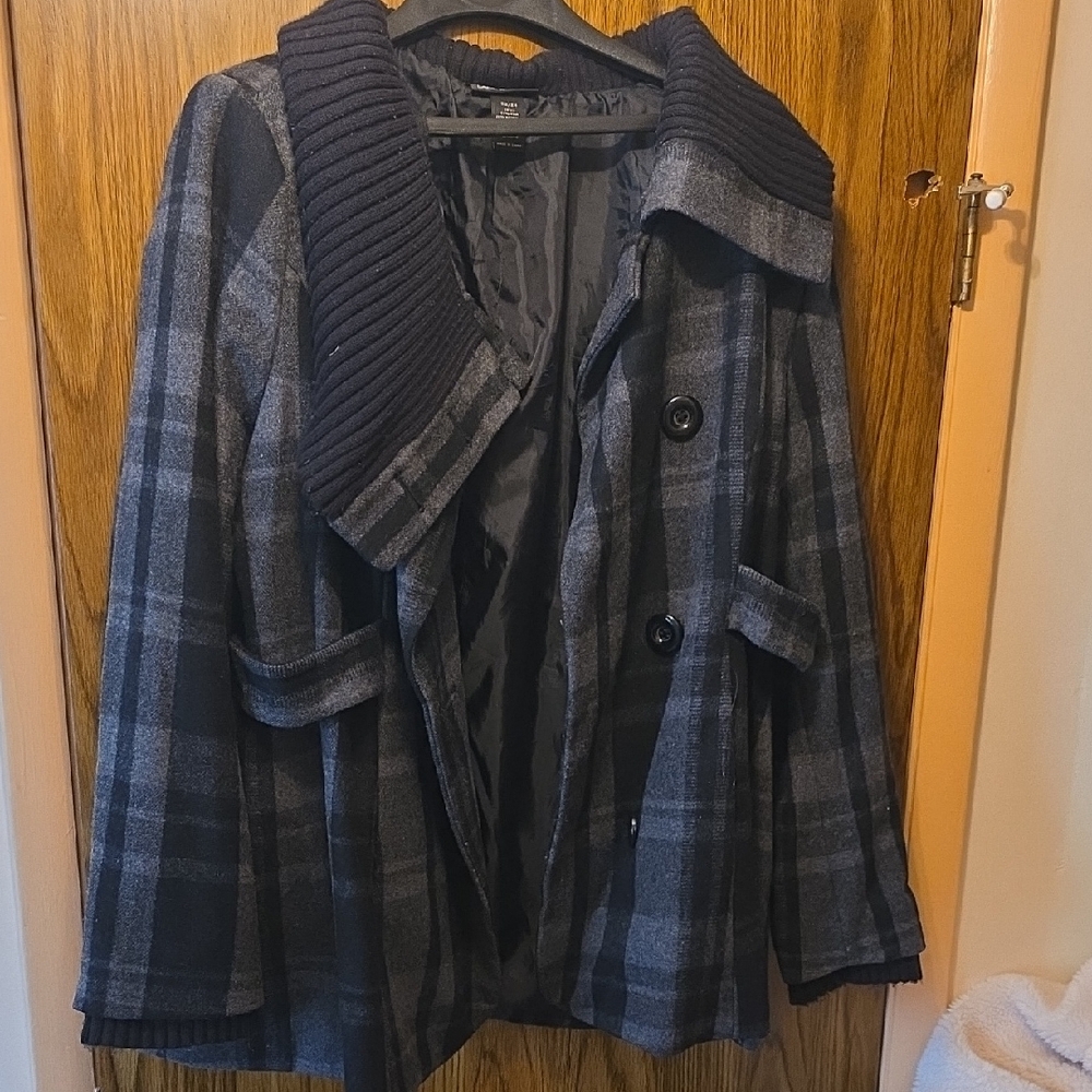 Lane Bryant Wool Peacoat With Pockets Bll/Grey Women's 22/24